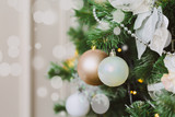 2020 Merry Christmas and New Year holidays background. Blurred bokeh background Christmas tree