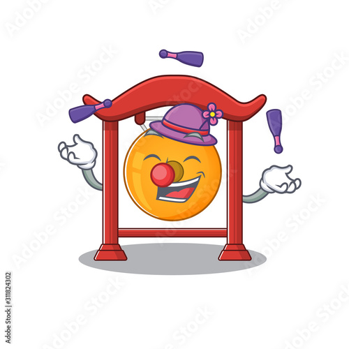 cool chinese gong Scroll mascot cartoon style playing Juggling