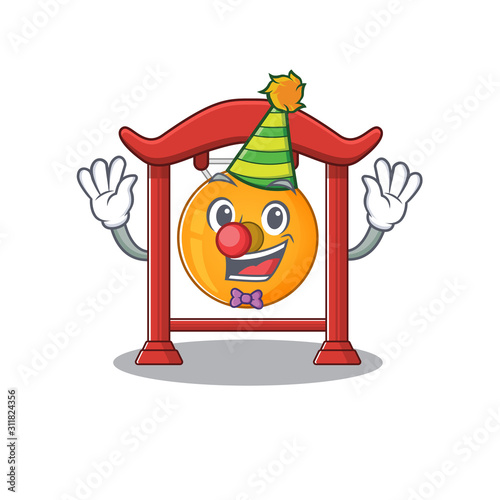 Cute and Funny Clown chinese gong Scroll cartoon character mascot style
