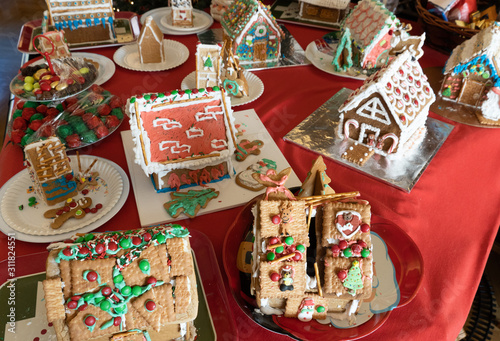Decorated gingerbread houses