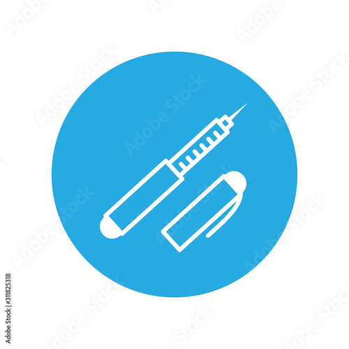 Insulin pen, line icons. Diabetes disease icon, glucose monitoring life. Modern infographic logo and pictogram.
