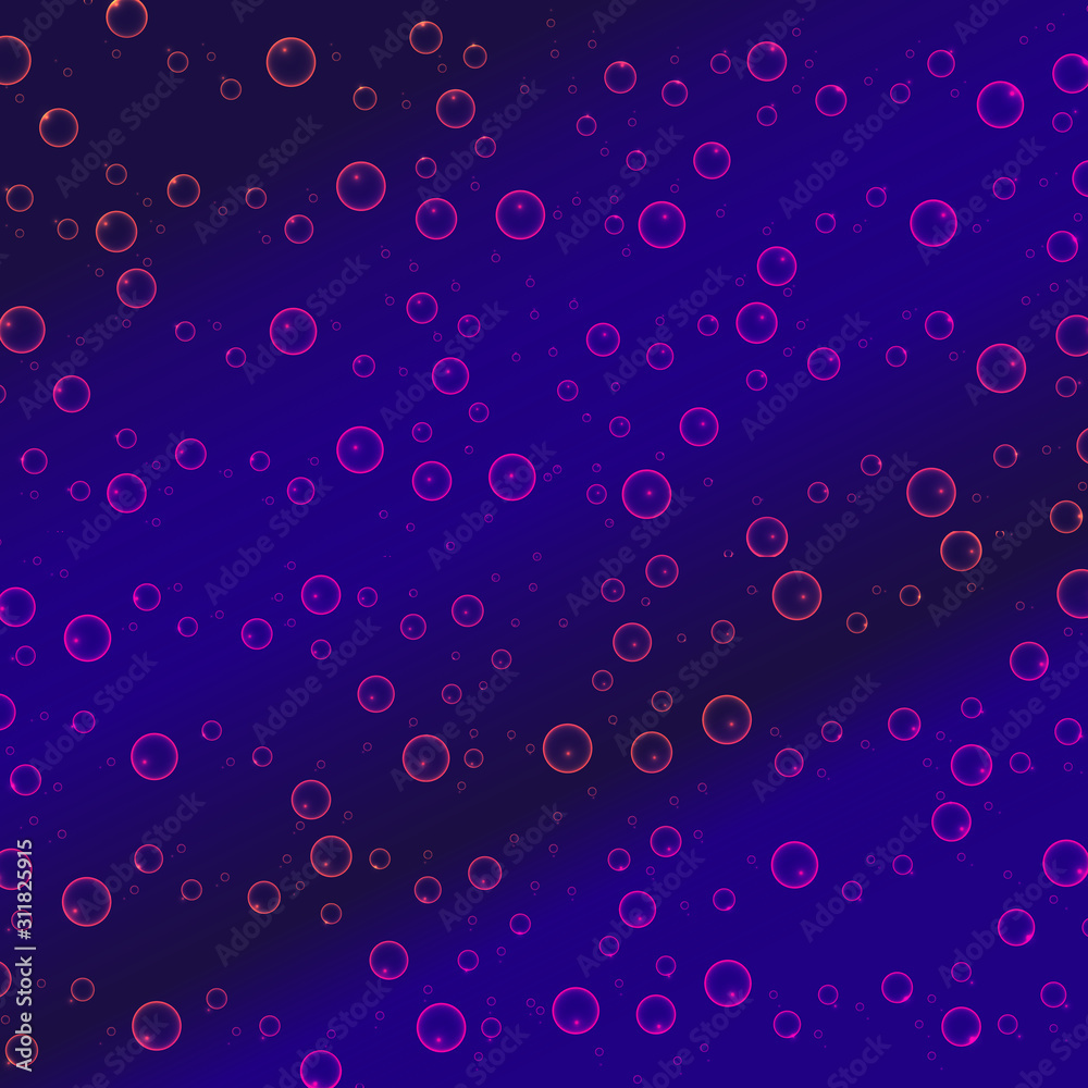 Realistic bubbles on a dark blue gradient background. Vector illustration.