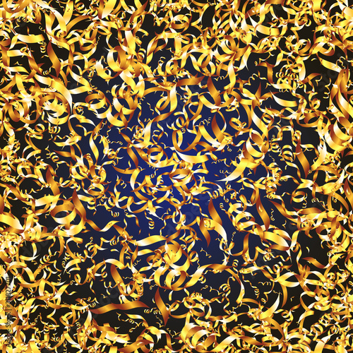 Serpentine, knick-knackery and sparkles seamless pattern. Jewelry on a dark background. Abstract wallpaper wrapping decoration. Symbol of winter, merry christmas, happy new year holiday Vector illustr