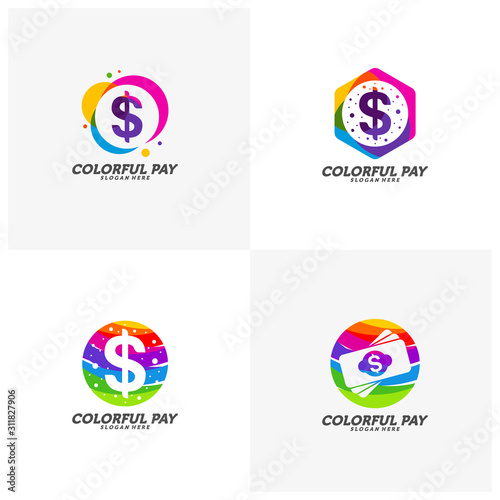 Set of Colorful Money Logo Template Design Vector  Creative Money Logo concept