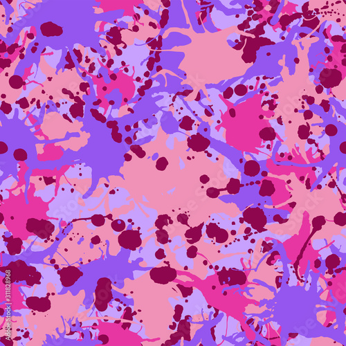 Pink, burgundy, lilac, purple camouflage seamless pattern