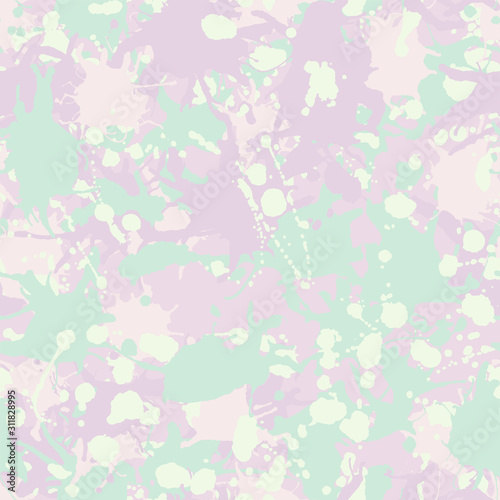 Teal, pink shades, white camouflage seamless pattern