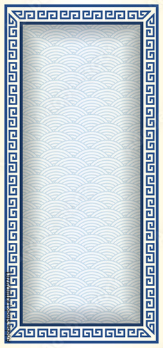 Traditional Chinese Blue Porcelain And White Jade Colors Background, The Great Wall Frame