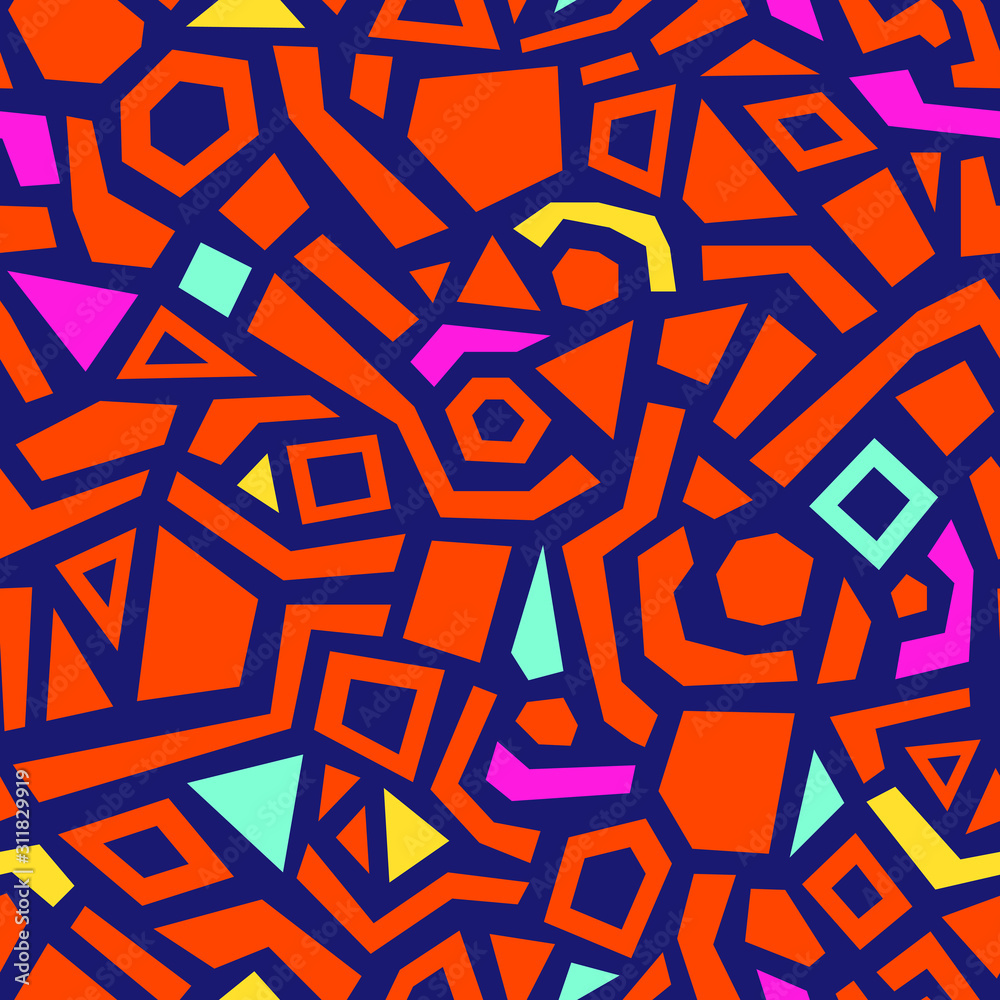 Abstract seamless pattern with hand drawn various shapes. Contemporary geometric background for print, design, fabric. Vector illustration Abstract seamless pattern with hand drawn various shapes. Contemporary geometric background for print, design, fabric. Vector illustration