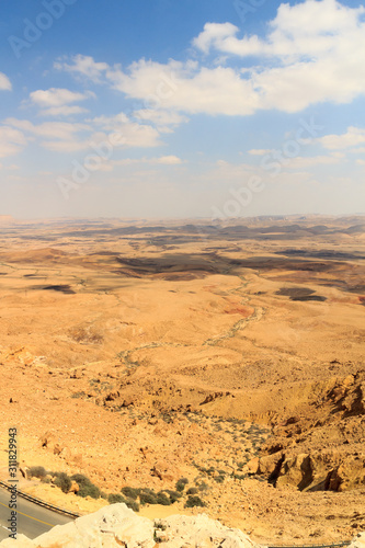 Mountain panorama in crater Makhtesh Ramon  Negev Desert  Israel