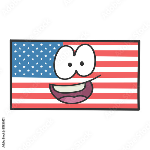 Happy american flag cartoon illustration