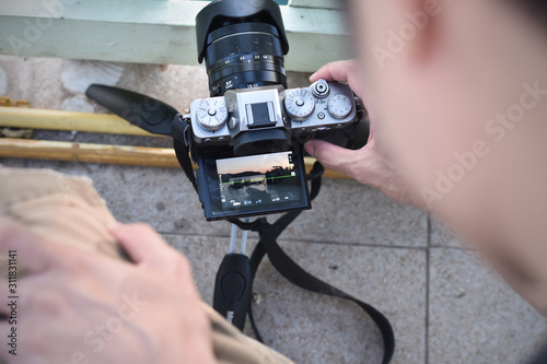 Thailand 14 December 2019 : A photographer set a camera to take a timelapse photography