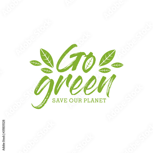 Modern Go Green Environment Label Logo Illustration In Isolated White Background