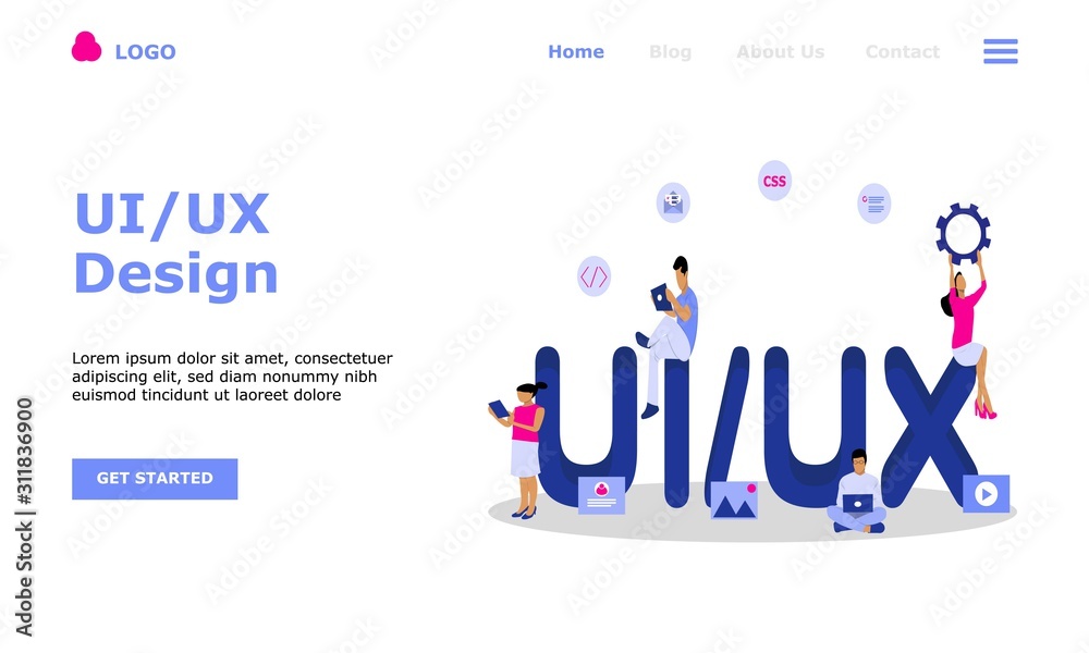 UI UX Design Vector Illustration Concept, Suitable for web landing page ...