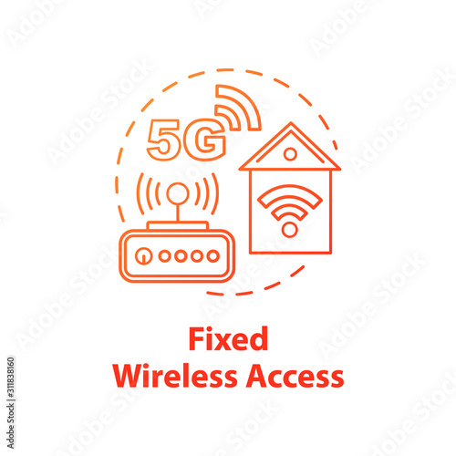 Fixed wireless access concept icon. Global coverege. 5G technologies idea thin line illustration. Mobile internet. High-speed connection. Vector isolated outline drawing. Editable stroke