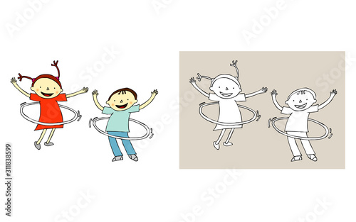 Children playing hula hoops
