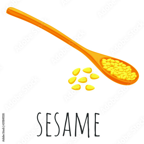 Sesame seed isolated illustration, cartoon style vector clip-art.