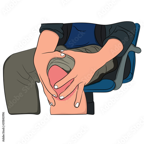 Tendon knee joint problems painful, swelling Osteoarthritis of the elderly or exercise,  vector illustration Osteoarthritis Concept