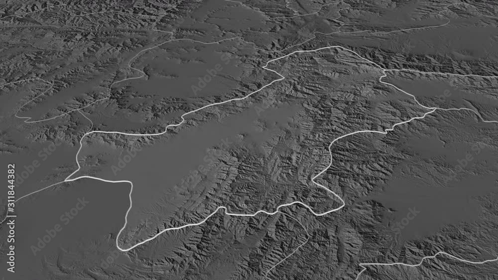 Paktia, province with its capital, zoomed and extruded on the bilevel map of Afghanistan in the conformal Stereographic projection. Animation 3D Paktia, province with its capital, zoomed and extruded on the bilevel map of Afghanistan in the conformal Stereographic projection. Animation 3D