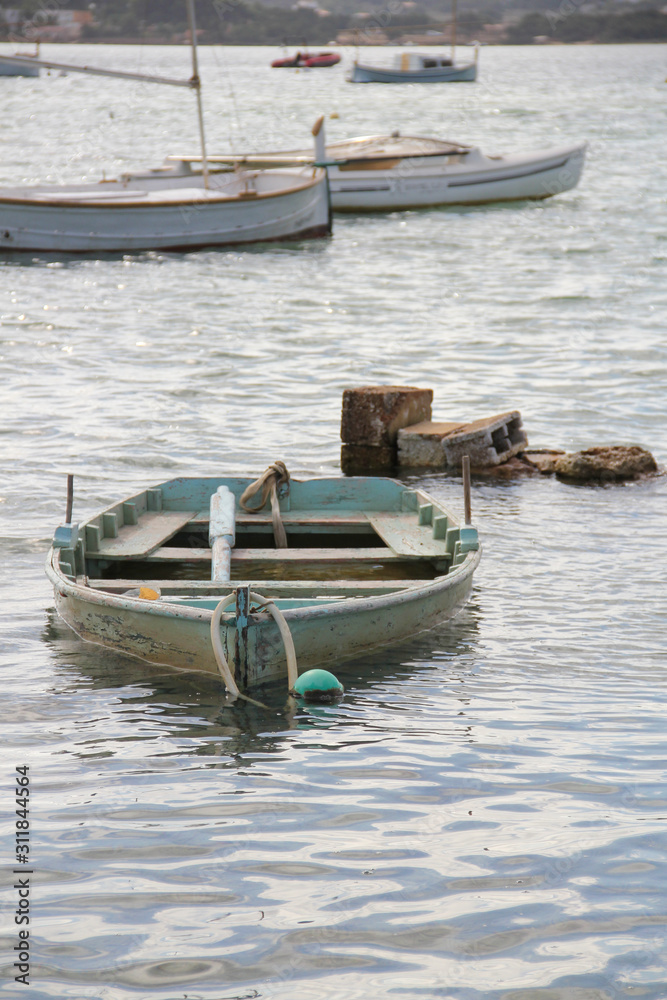 wracked boat in the harbour