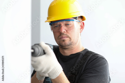 Engineer man with serious face