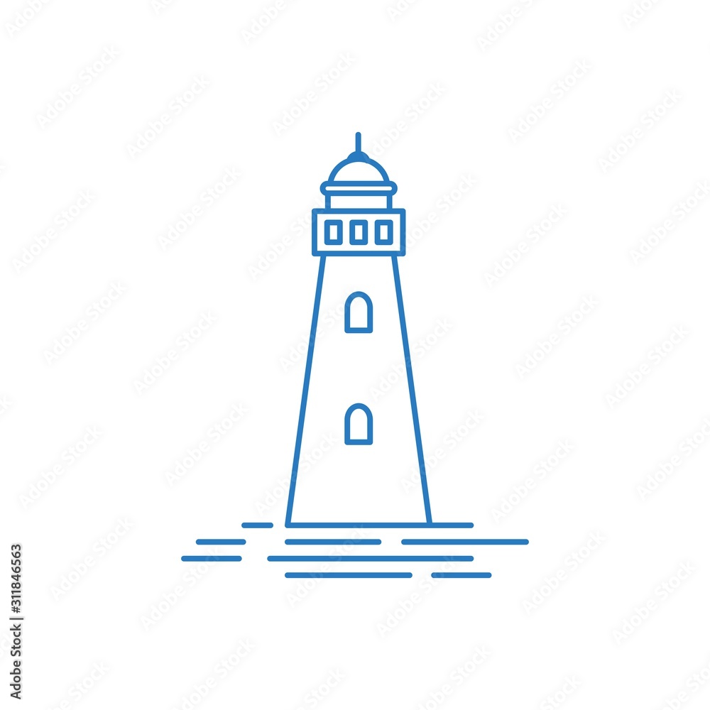 lighthouse and building logo illustration
