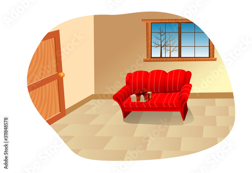 An empty living room.family living room.Home interior.