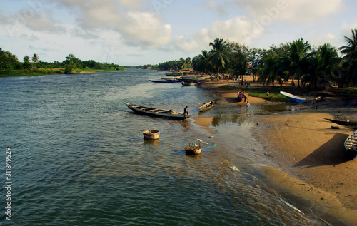 River life at Volta river in southern Ghana photo