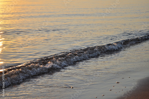 evening sea sand seaside wave background