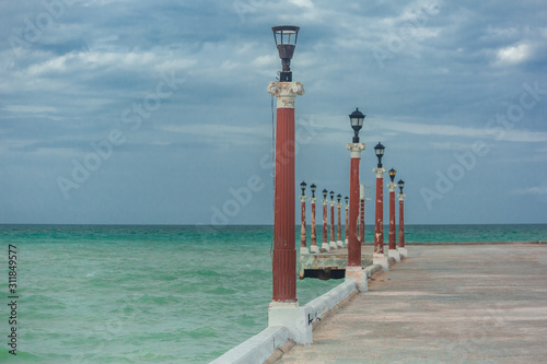 sisal pier with lanterns