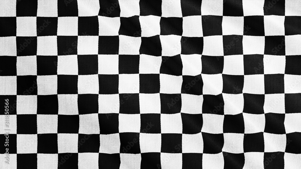 Chess design or race flag, black and white fabric cloth is waving. Wavy monochrome background. Chess design or race flag, black and white fabric cloth is waving. Wavy monochrome background.