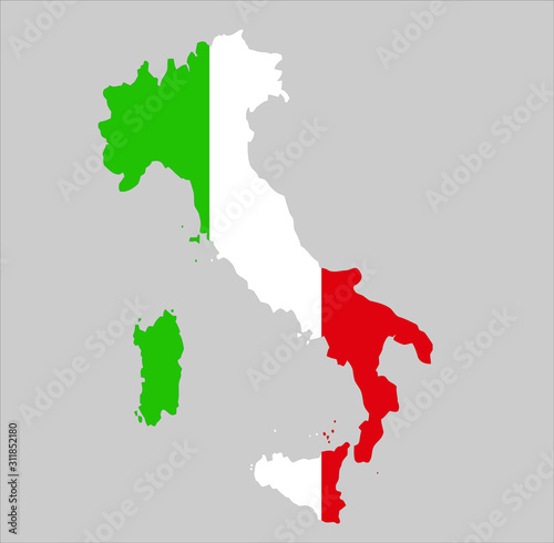  Geographic map icon illustration of an Italian country vector