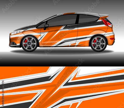 Car wrap decal livery design vector  rally race car vehicle sticker and tinting.