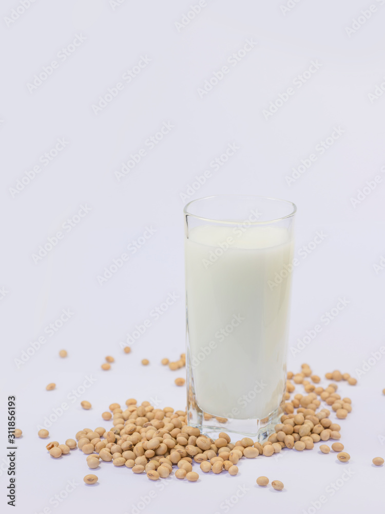 Soy and soy milk on a white background. Soy and soy milk on a white background.