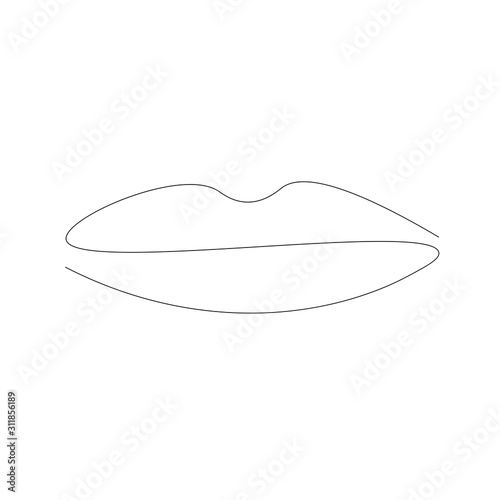 Lips silhouette on white background. Vector illustration