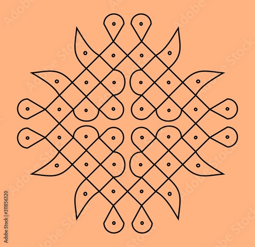 Traditional Indian folk art - known as rangoli, kolam, alpona for diwali,onam, vector design photo