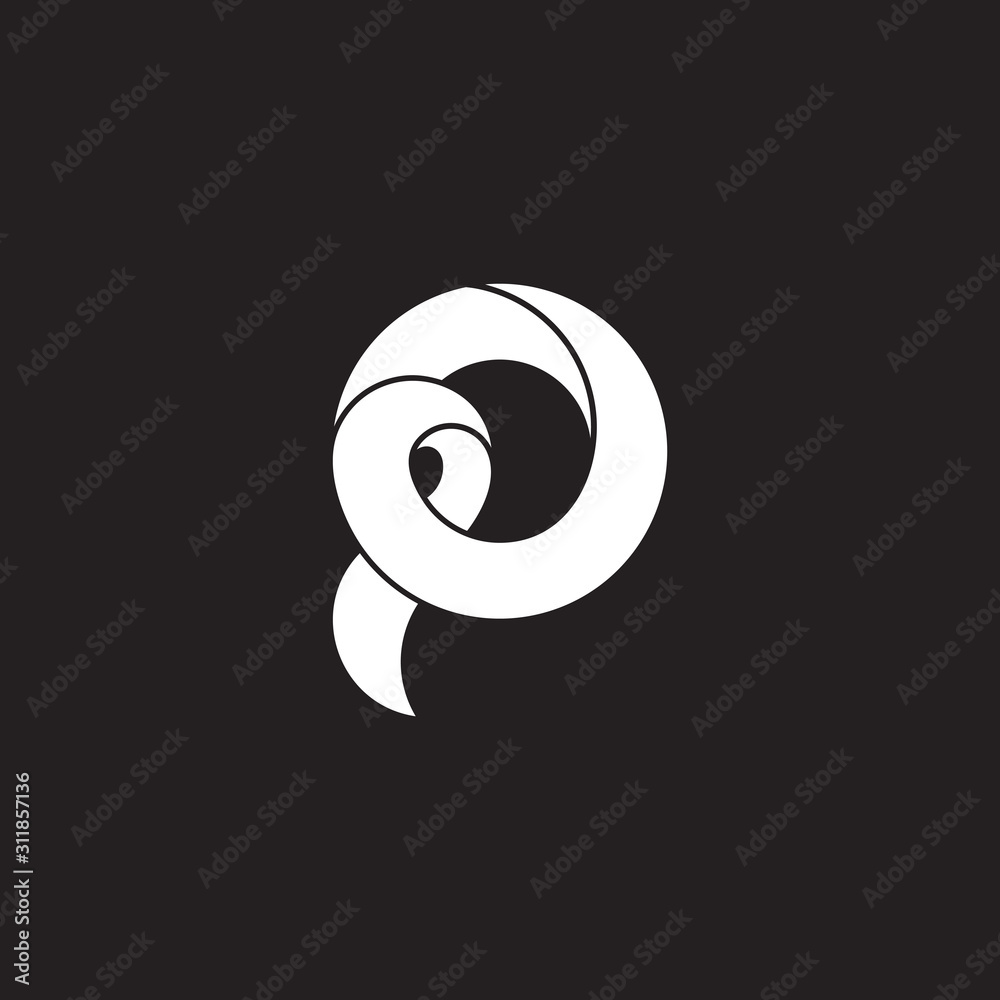 letter p 3d ribbon design symbol logo vector letter p 3d ribbon design symbol logo vector