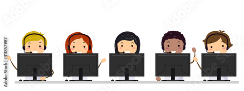 Stickman Teens Hotline Computer Illustration