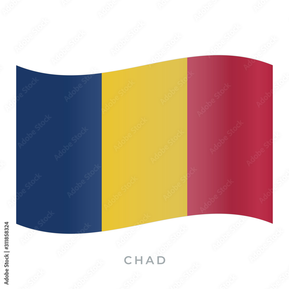 Obraz premium Chad waving flag vector icon. Vector illustration isolated on white.