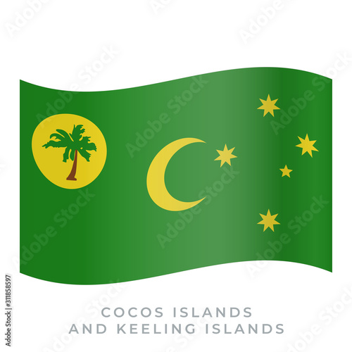Cocos Islands and Keeling Islands waving flag vector icon. Vector illustration isolated on white. © Vector Icons