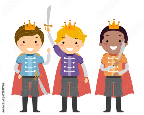Stickman Kids Boys Princes Illustration