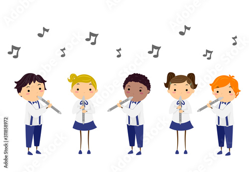 Stickman Kids Performance Flute Illustration