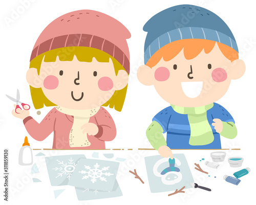 Kids Winter Artwork School Activity Illustration