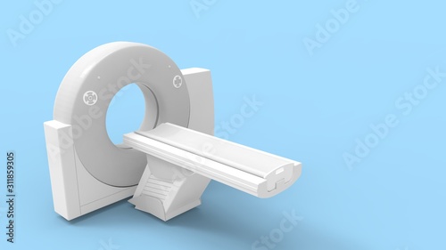 3D rendering of a CT scanner isolated in studio background