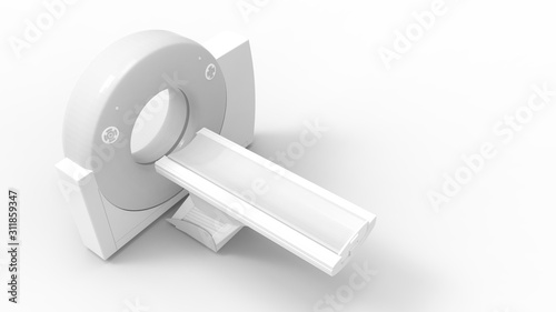 3D rendering of a CT scanner isolated in studio background