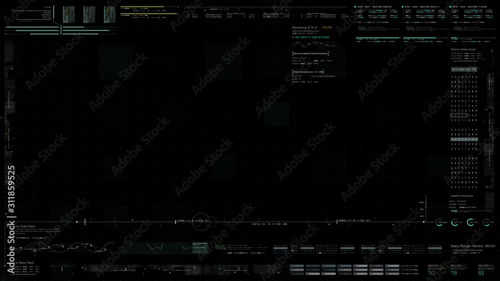 Futuristic motion graphic user interface head up display screen blank template with digital data telemetry information display for graphic overlay