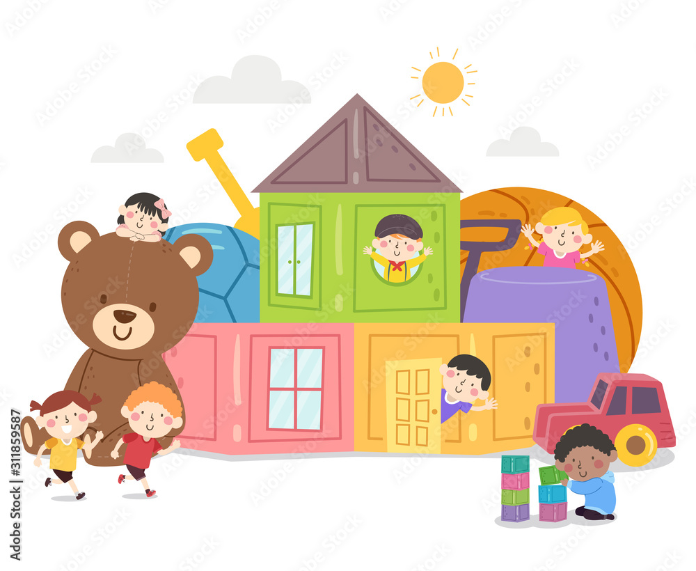 Kids Toys House Fun Illustration Kids Toys House Fun Illustration
