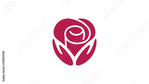 Red Vector Rose Flower Emblem. Simple Rose Logo Template, Clean and simple logo template. Available in resizable EPS vector file format.
