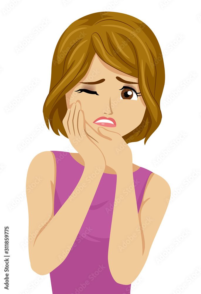 Teen Girl Toothache Tooth Pain Illustration
