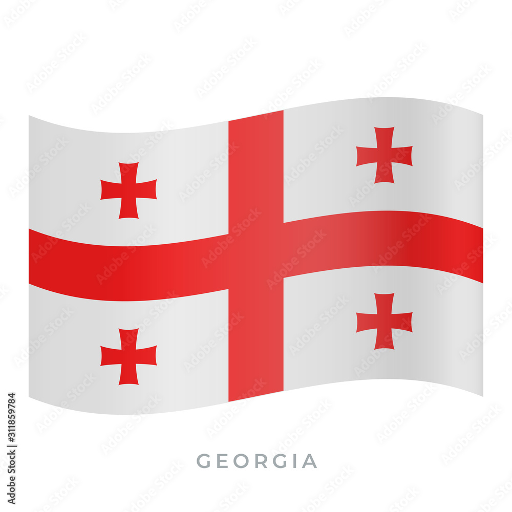 Georgia waving flag vector icon. Vector illustration isolated on white.