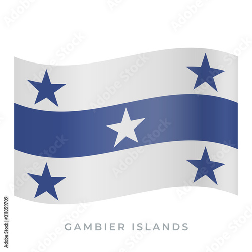 Gambier Islands waving flag vector icon. Vector illustration isolated on white.